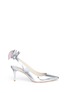 Main View - Click To Enlarge - SOPHIA WEBSTER - Edie' crystal 3D bow mirror leather slingback pumps