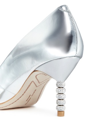 Detail View - Click To Enlarge - SOPHIA WEBSTER - 'Coco' crystal pavé bead heel mirror leather pumps