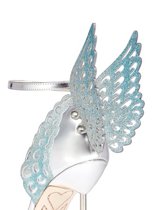 Detail View - Click To Enlarge - SOPHIA WEBSTER - 'Evangeline' 3D glitter angel wing mirror leather sandals