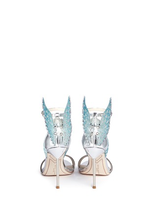 Back View - Click To Enlarge - SOPHIA WEBSTER - 'Evangeline' 3D glitter angel wing mirror leather sandals