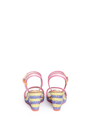 Back View - Click To Enlarge - SOPHIA WEBSTER - 'Lucita' canvas strap raffia wedge sandals