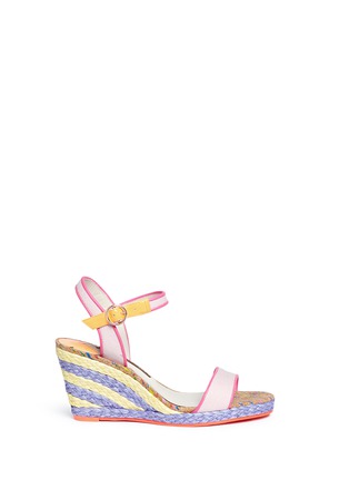 Main View - Click To Enlarge - SOPHIA WEBSTER - 'Lucita' canvas strap raffia wedge sandals
