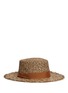 Main View - Click To Enlarge - SENSI STUDIO - Frayed tweed effect toquilla straw boater hat