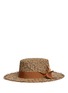 Figure View - Click To Enlarge - SENSI STUDIO - Frayed tweed effect toquilla straw boater hat