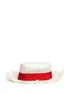 Figure View - Click To Enlarge - SENSI STUDIO - 'Dumont Calado' frayed brim perforated straw hat