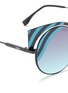 Detail View - Click To Enlarge - FENDI - 'Hypnoshine' stripe metal cat eye sunglasses