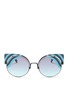 Main View - Click To Enlarge - FENDI - 'Hypnoshine' stripe metal cat eye sunglasses