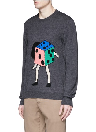 Front View - Click To Enlarge - PS PAUL SMITH - Dancing Dice' intarsia Merino wool sweater