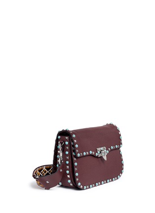 Figure View - Click To Enlarge - VALENTINO GARAVANI - 'Rockstud Rolling' embroidered strap leather satchel