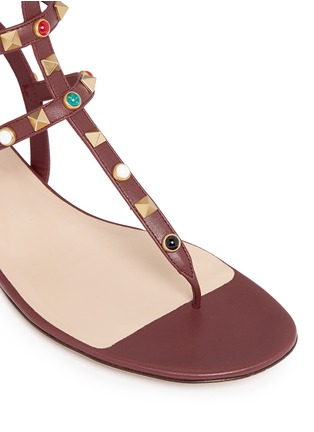 Detail View - Click To Enlarge - VALENTINO GARAVANI - 'Rockstud Rolling' cabochon caged leather sandals
