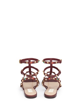 Back View - Click To Enlarge - VALENTINO GARAVANI - 'Rockstud Rolling' cabochon caged leather sandals