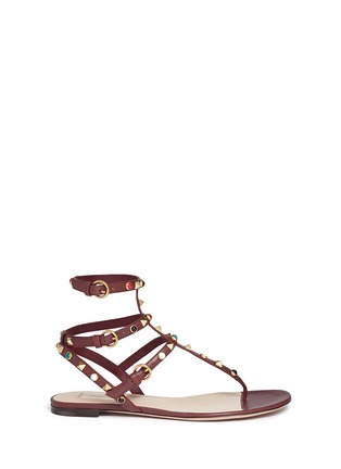Main View - Click To Enlarge - VALENTINO GARAVANI - 'Rockstud Rolling' cabochon caged leather sandals