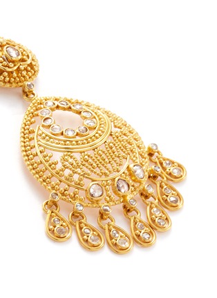 Detail View - Click To Enlarge - AISHWARYA - Diamond gold alloy beaded openwork drop earrings