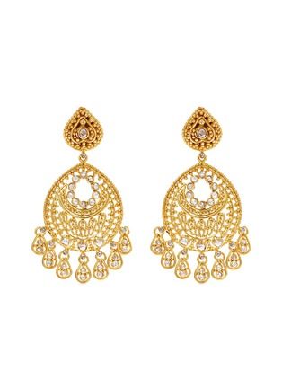 Main View - Click To Enlarge - AISHWARYA - Diamond gold alloy beaded openwork drop earrings