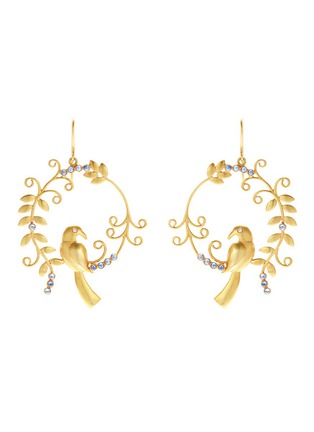 Main View - Click To Enlarge - AISHWARYA - Diamond sapphire gold alloy bird hoop earrings
