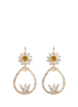 Main View - Click To Enlarge - AISHWARYA - Diamond tourmaline pear drop earrings