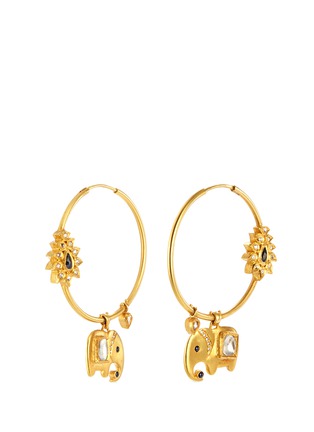 Main View - Click To Enlarge - AISHWARYA - Diamond sapphire gold alloy elephant hoop earrings