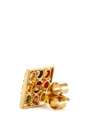 Detail View - Click To Enlarge - AISHWARYA - Diamond Navaratna stone gold alloy earrings