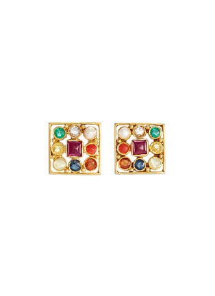 Main View - Click To Enlarge - AISHWARYA - Diamond Navaratna stone gold alloy earrings