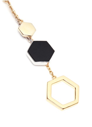 Detail View - Click To Enlarge - W. BRITT - 'Hexagon Dangling' 18k gold plated earrings