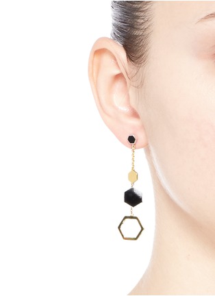 Figure View - Click To Enlarge - W. BRITT - 'Hexagon Dangling' 18k gold plated earrings