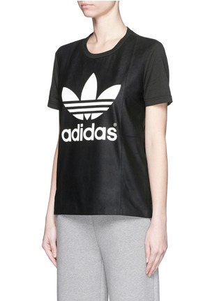 Front View - Click To Enlarge - ADIDAS - Lamb leather front cotton jersey logo T-shirt