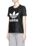 Front View - Click To Enlarge - ADIDAS - Lamb leather front cotton jersey logo T-shirt