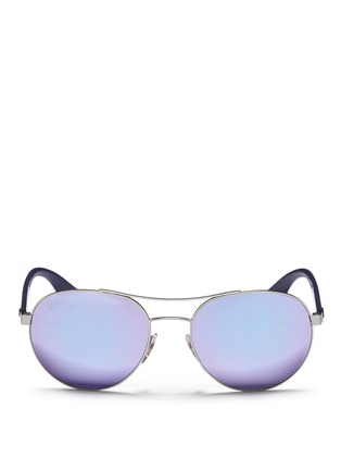 Main View - Click To Enlarge - RAY-BAN - 'RB3536' metal round aviator mirror sunglasses