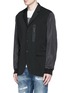 Front View - Click To Enlarge - 71465 - Notch lapel technowool front nylon blazer