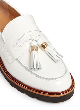 Detail View - Click To Enlarge - STUART WEITZMAN - 'Manila' tassel tie spazzolato leather loafers