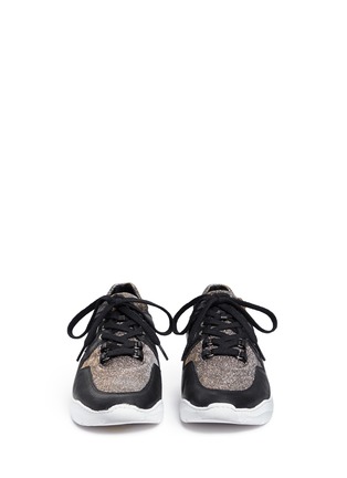 Front View - Click To Enlarge - STUART WEITZMAN - 'Dreamy' leather metallic lamé sneakers