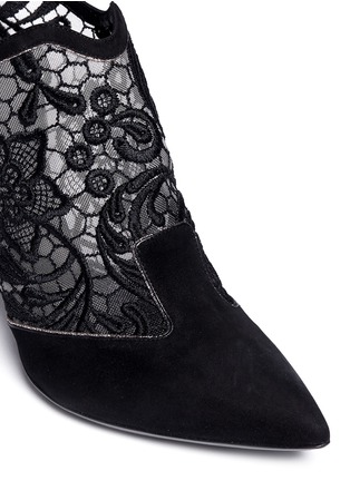 Detail View - Click To Enlarge - NICHOLAS KIRKWOOD - Lace embroidery suede booties