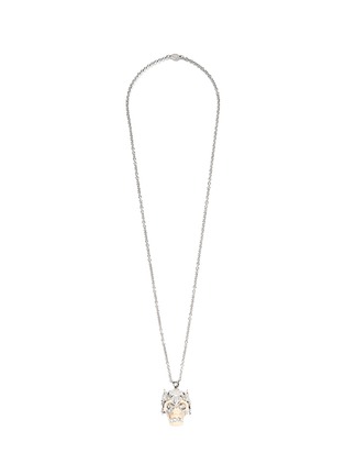 Main View - Click To Enlarge - ALEXANDER MCQUEEN - Owl skull silver strass rock crystal necklace