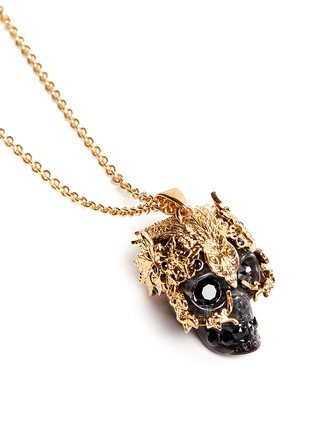 Detail View - Click To Enlarge - ALEXANDER MCQUEEN - Owl skull strass rock crystal necklace
