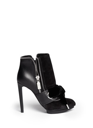Main View - Click To Enlarge - ALEXANDER MCQUEEN - Velvet bow leather suede ankle boots