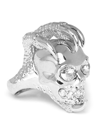 Detail View - Click To Enlarge - ALEXANDER MCQUEEN - Rock crystal large skull claw ring