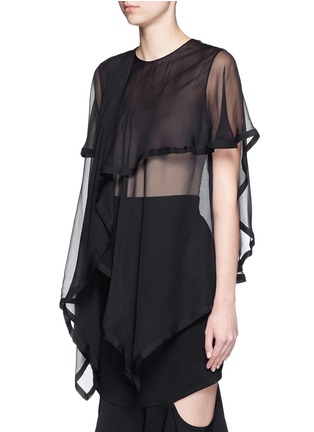Front View - Click To Enlarge - GIVENCHY - Asymmetric drape sheer silk top