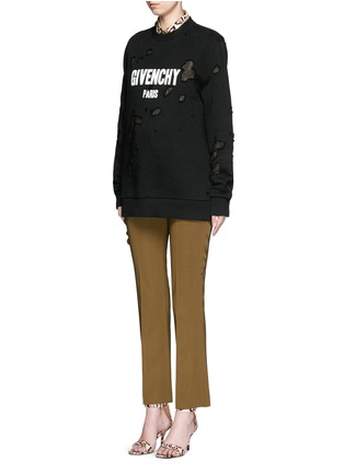 Figure View - Click To Enlarge - GIVENCHY - Distressed logo print sweatshirt