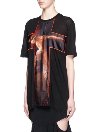 Front View - Click To Enlarge - GIVENCHY - 'Fauno' cross print cotton T-shirt