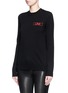 Front View - Click To Enlarge - GIVENCHY - 'Love' embroidery patch cashmere sweater
