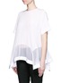 Front View - Click To Enlarge - GIVENCHY - Chiffon windowpane insert hem silk top