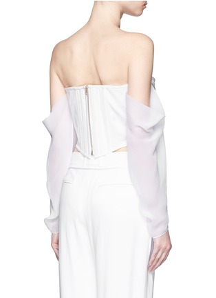 Back View - Click To Enlarge - GIVENCHY - Silk chiffon drape sleeve satin bustier top