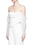 Front View - Click To Enlarge - GIVENCHY - Silk chiffon drape sleeve satin bustier top