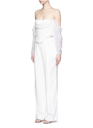 Figure View - Click To Enlarge - GIVENCHY - Silk chiffon drape sleeve satin bustier top