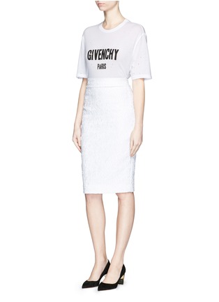 Figure View - Click To Enlarge - GIVENCHY - Slogan distressed jersey T-shirt