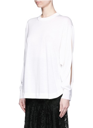 Front View - Click To Enlarge - GIVENCHY - Slit sleeve wool-silk sweater