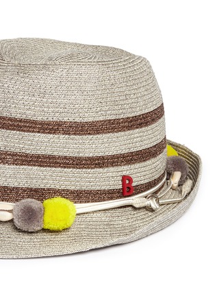 Detail View - Click To Enlarge - MY BOB - 'AIX' pompom seashell cordon stripe Panama hat
