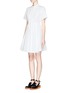 Front View - Click To Enlarge - PROENZA SCHOULER - Pleat placket cotton piqué dress