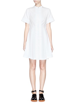 Main View - Click To Enlarge - PROENZA SCHOULER - Pleat placket cotton piqué dress