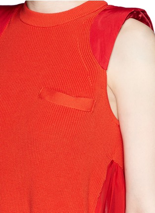 Detail View - Click To Enlarge - SACAI - Knitted panel chiffon dress